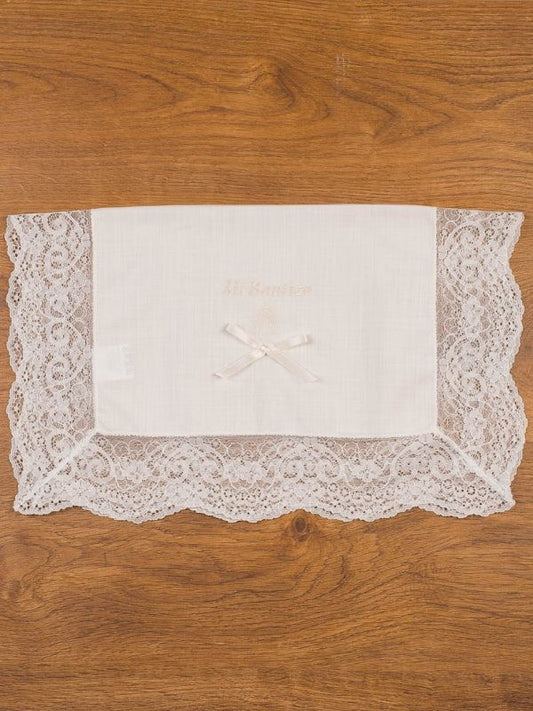 Pañuelo bautizo lino bordado 92081 Mikamama