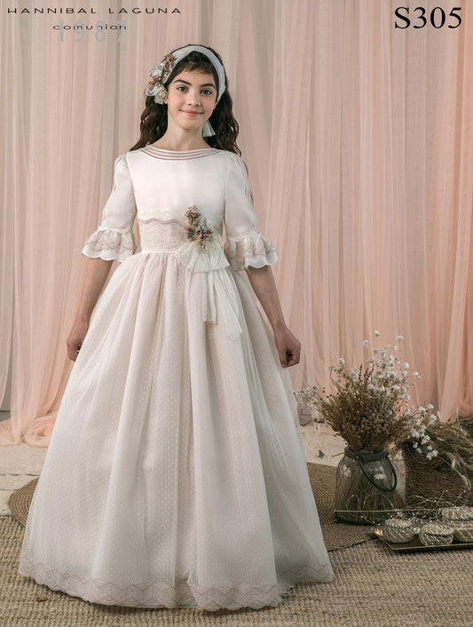 Vestido Comunión 2026 Hannibal Laguna S305 Seda