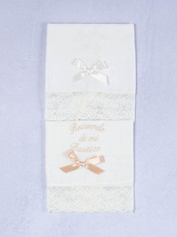Pañuelo bautizo lino bordado 92057 Mikamama