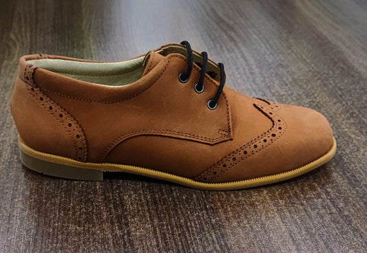 Zapato Niño Cordón Picaditos Piel Nobuk 31-40 Los3ositos