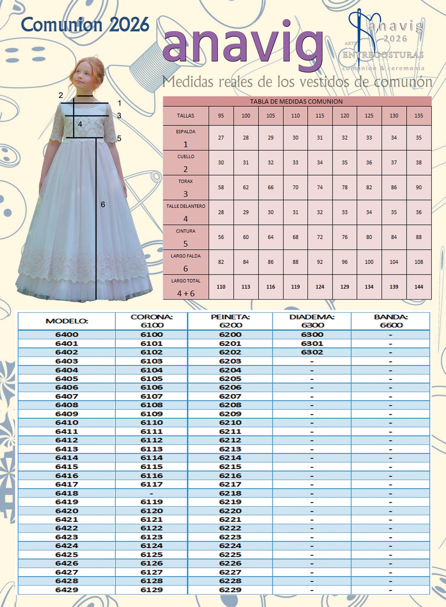 Vestido Comunión 2026 Anavig 6401