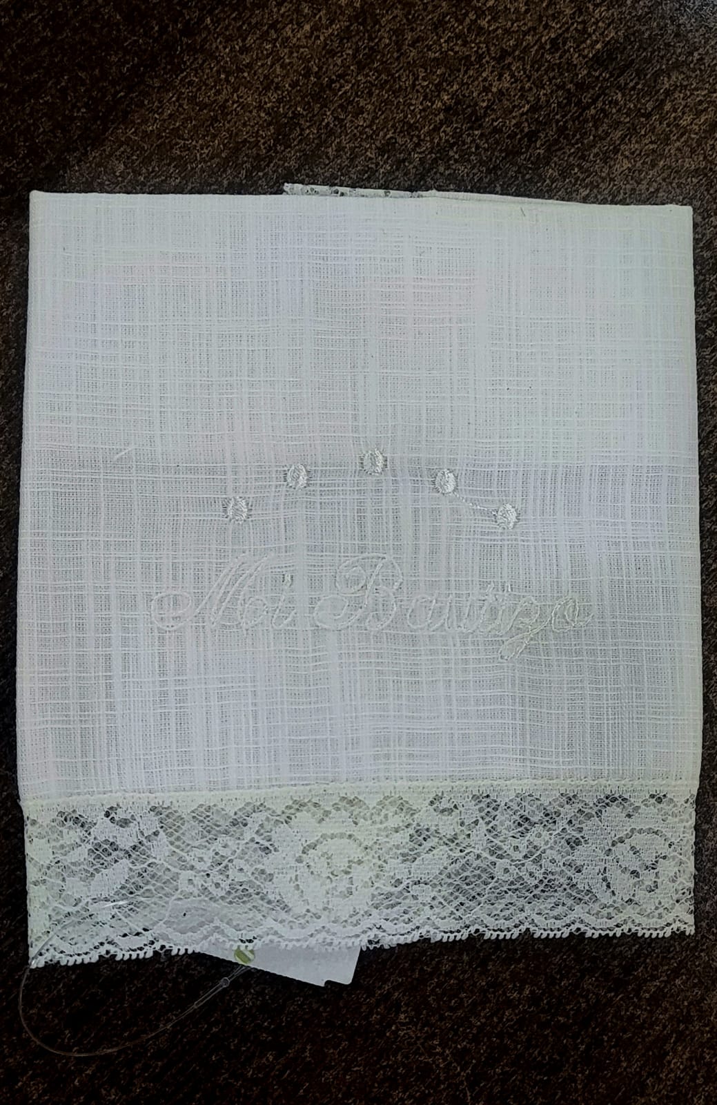 Pañuelo bautizo lino bordado 89202 Mikamama