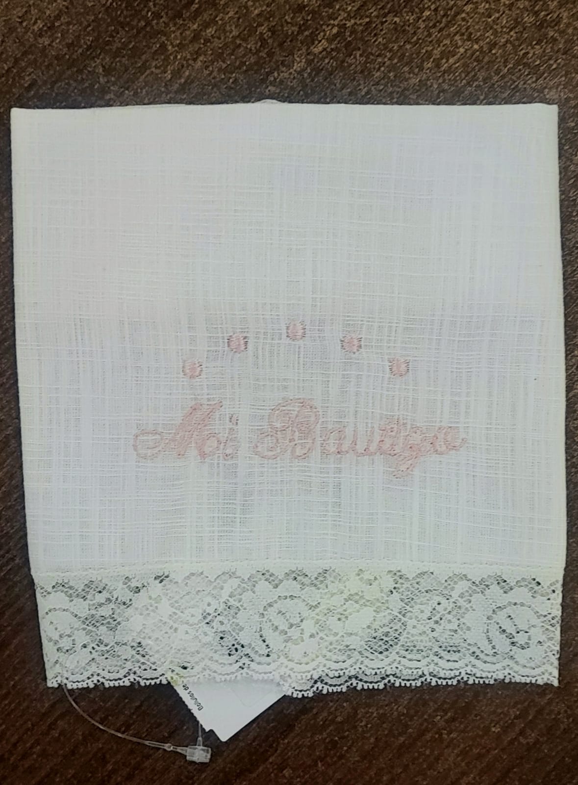 Pañuelo bautizo lino bordado 89202 Mikamama