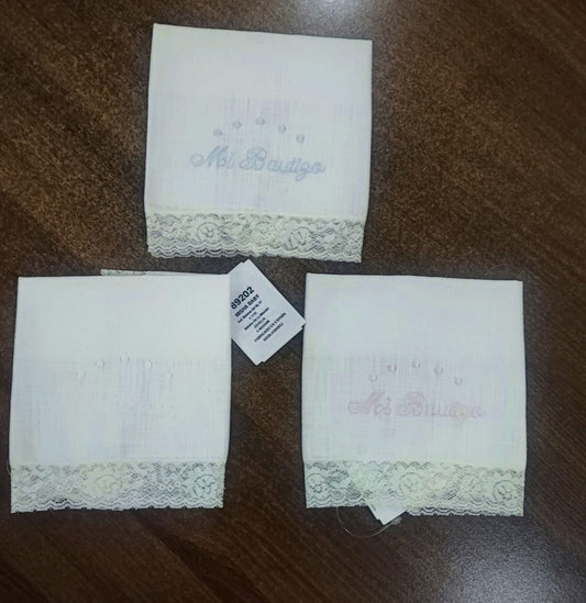 Pañuelo bautizo lino bordado 89202 Mikamama