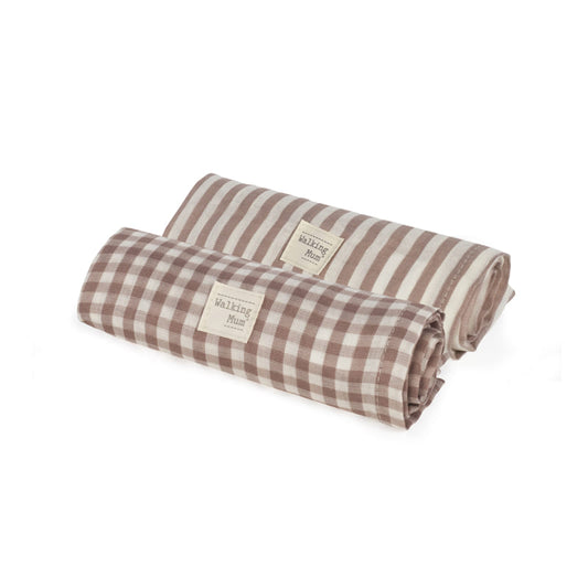 Pack Muselinas Praliné Vichy/Rayas Walking Mum