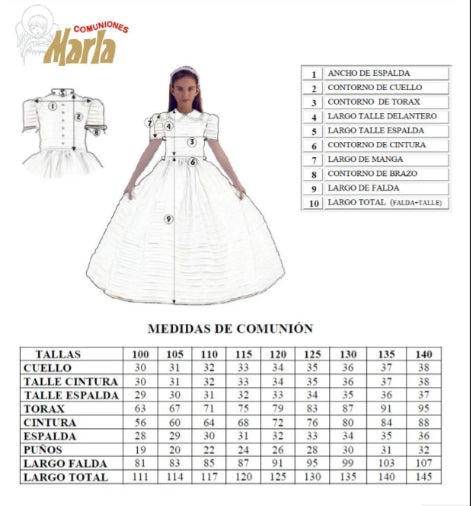 Vestido Comunión 2025 Devota y Lomba T329