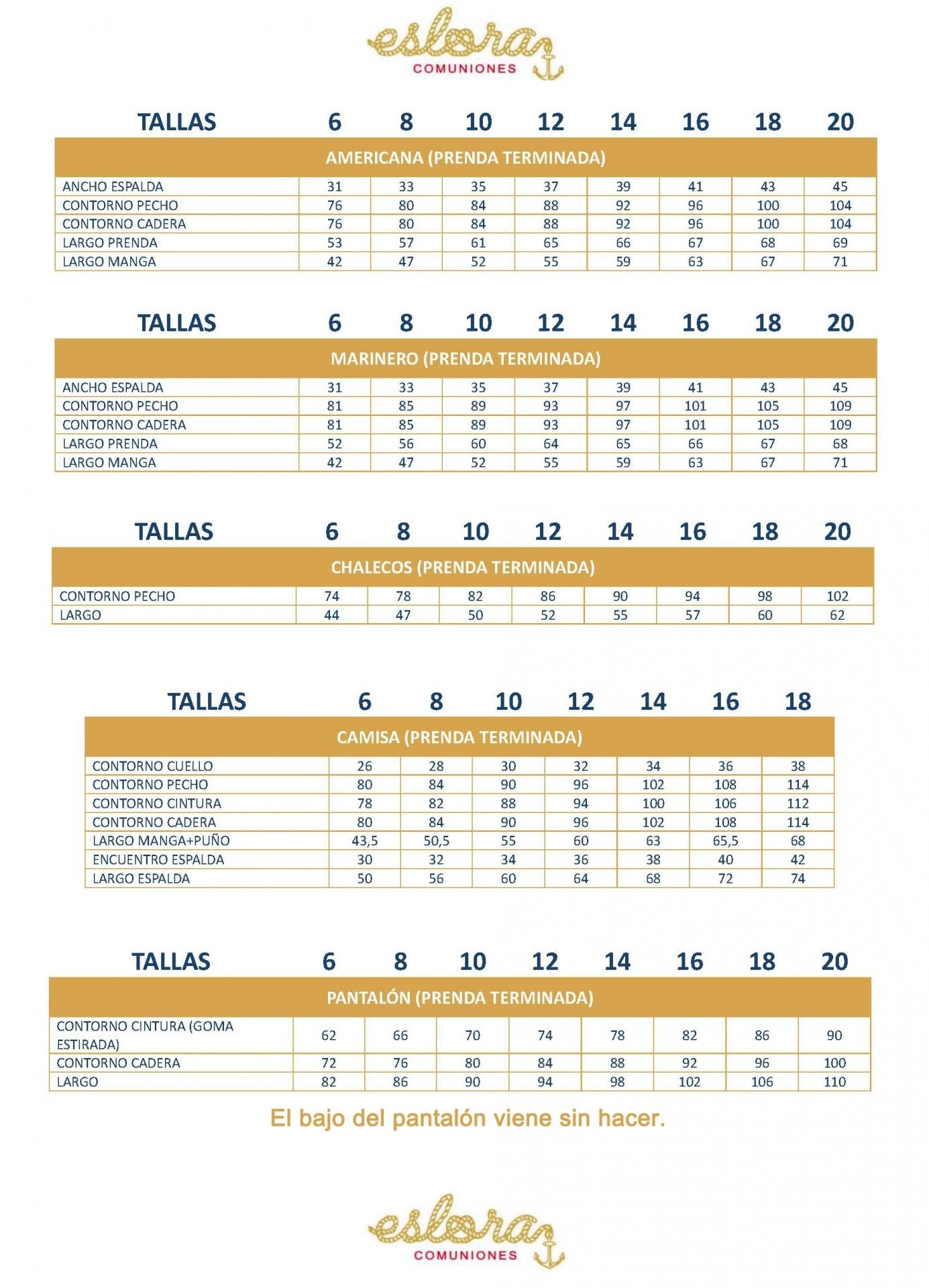 Traje Comunión 2025 Eslora Australie