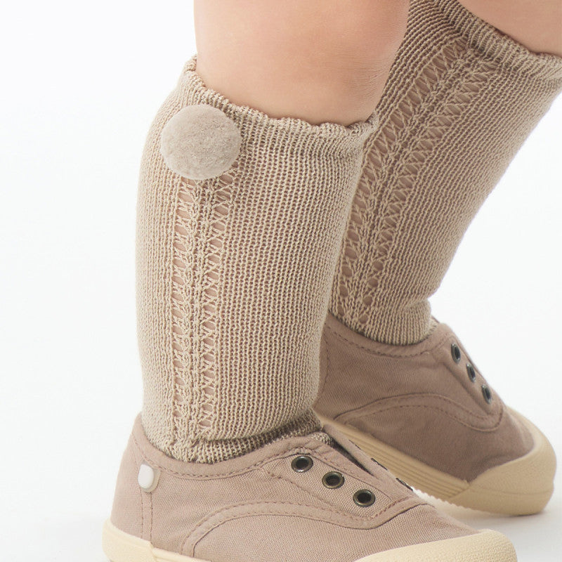 Calcetines Altos Perlé Calado con Pompón 25682 Cóndor